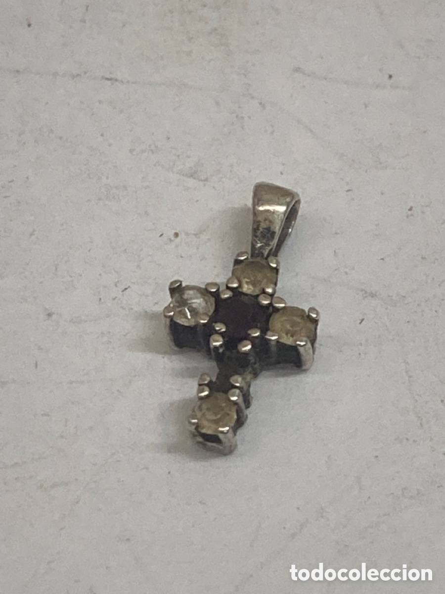 Antig&uuml;edades: Cruz de plata con circonitas /C412 - Foto 1