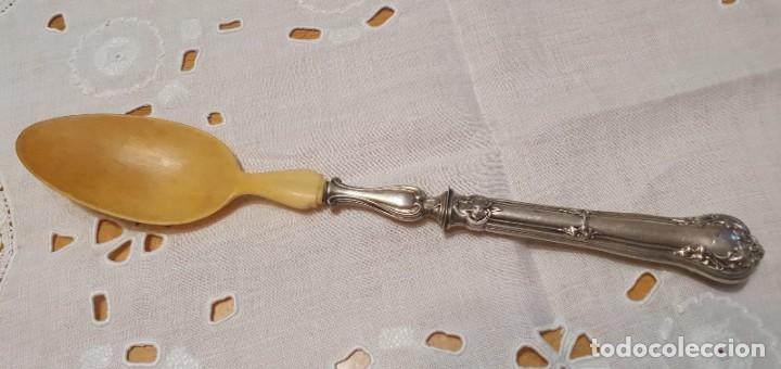 Antig&uuml;edades: Antigua cuchara servir mango l&aacute;mina de plata - Foto 3