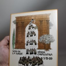 Antigüedades: AZULEJO RAJOLA CASTELLERS NOIS DE LA TORRE -DIADA CASTELLERA 1989. Lote 362785105