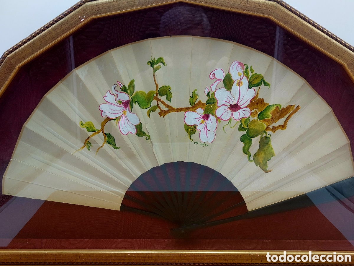 Antig&uuml;edades: ABANICO PERIC&Oacute;N PINTADO Y FIRMADO - Foto 2