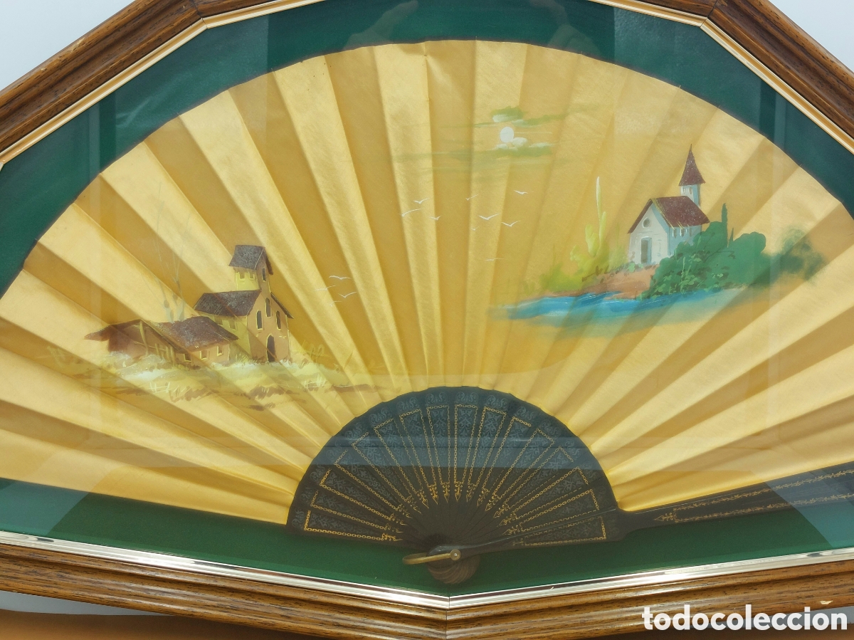 Antig&uuml;edades: GRAN ABANICO PERIC&Oacute;N DE SEDA PINTADA. - Foto 2