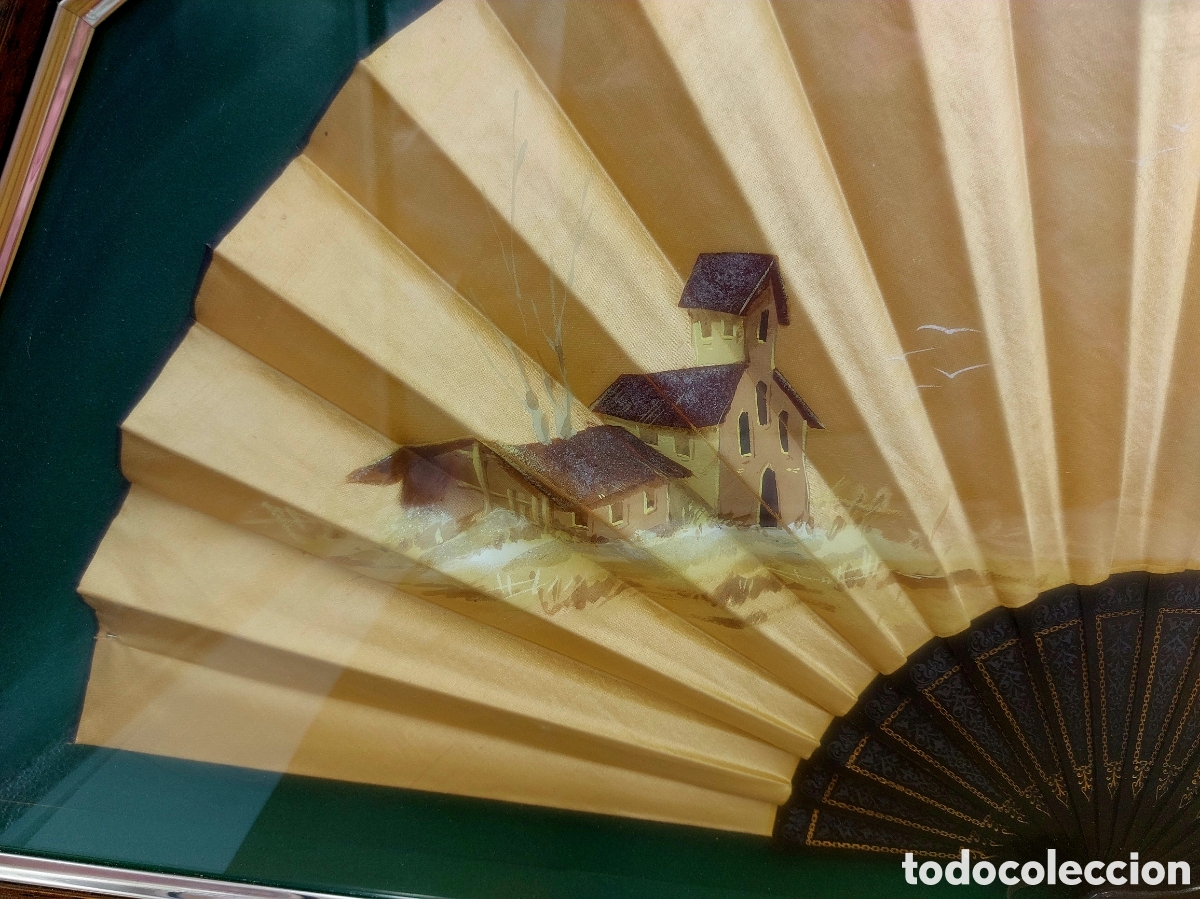 Antig&uuml;edades: GRAN ABANICO PERIC&Oacute;N DE SEDA PINTADA. - Foto 3