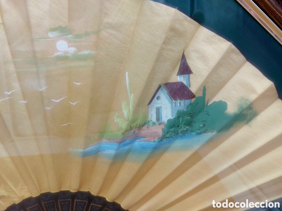 Antig&uuml;edades: GRAN ABANICO PERIC&Oacute;N DE SEDA PINTADA. - Foto 4