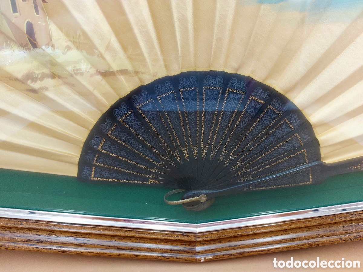Antig&uuml;edades: GRAN ABANICO PERIC&Oacute;N DE SEDA PINTADA. - Foto 5