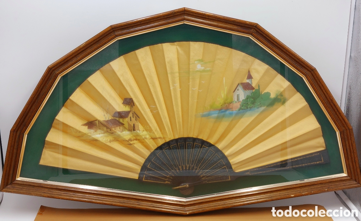 Antig&uuml;edades: GRAN ABANICO PERIC&Oacute;N DE SEDA PINTADA. - Foto 1