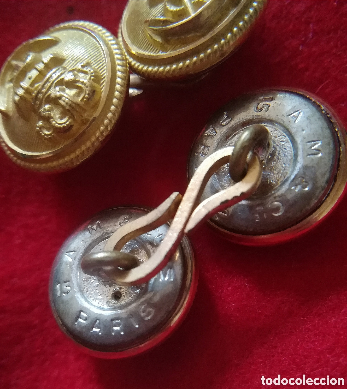 Antig&uuml;edades: Gemelos dorados, botones de Marina - Foto 1