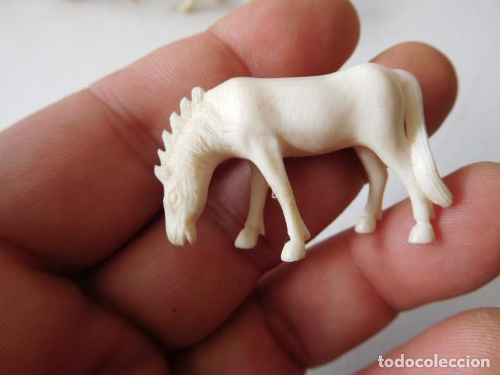 Antig&uuml;edades: Conjunto de 7 caballos de marfil vintage - Foto 5