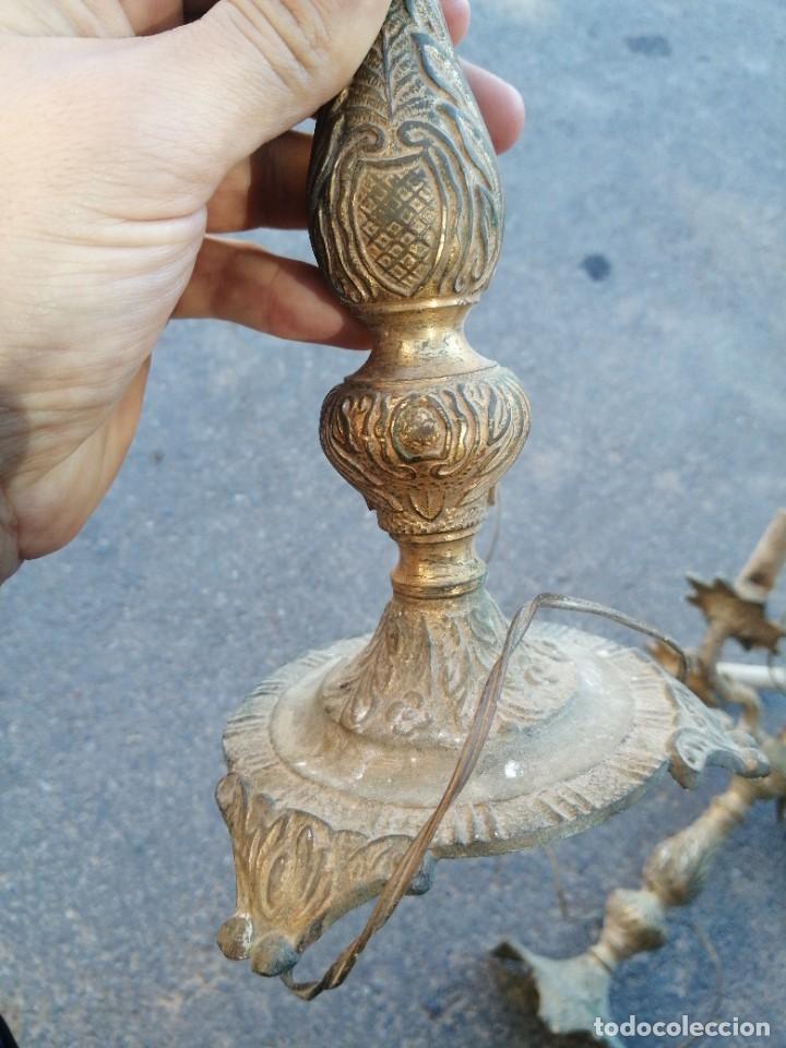 Antig&uuml;edades: 2 candelabros l&aacute;mparas de bronce pedestal - Foto 4