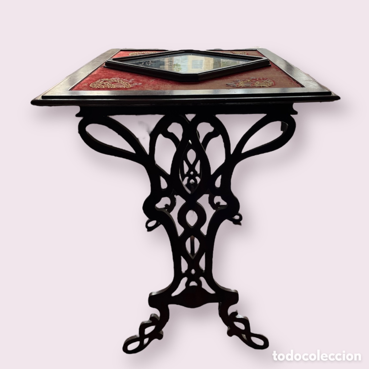 Antig&uuml;edades: Mesa modernista de caoba ff. S. XIX - Foto 6