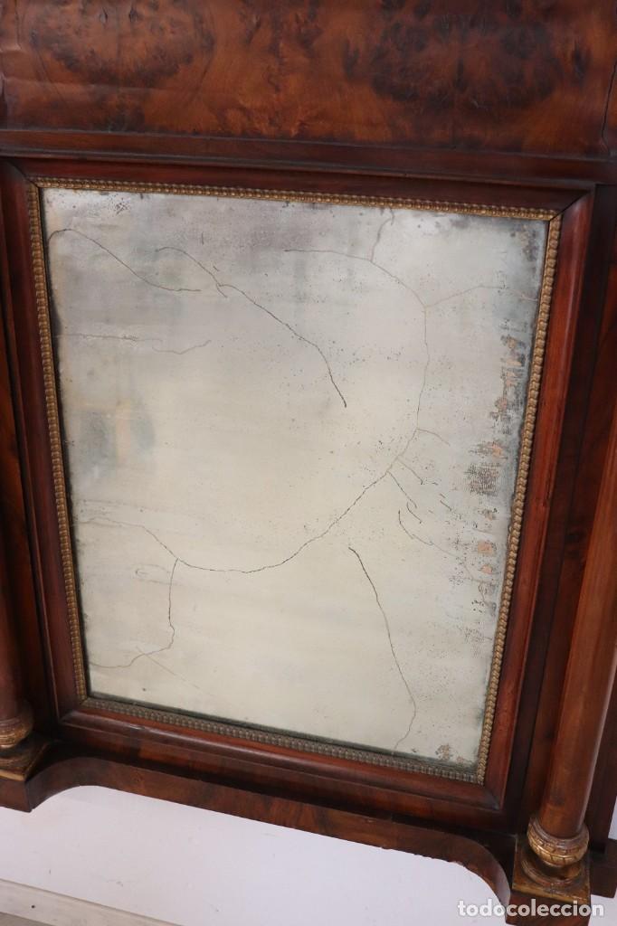 Antig&uuml;edades: Espejo de pared antiguo de nogal, d&eacute;cada de 1800 - Foto 8