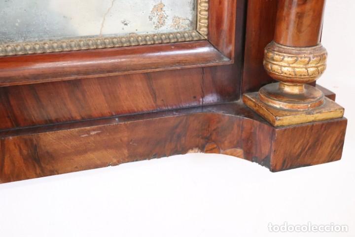 Antig&uuml;edades: Espejo de pared antiguo de nogal, d&eacute;cada de 1800 - Foto 10