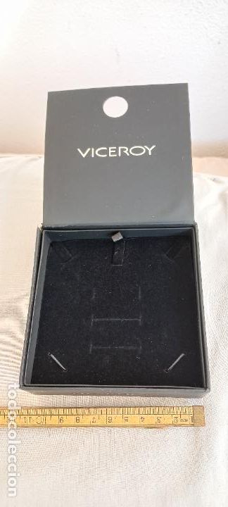 Antig&uuml;edades: JOYERO,CAJA ESTUCHE VACIO, PARA JOYAS PENDIENTES, ANILLOS, PULSERA.. VICEROY. 10,3x10,3x3,6 CM