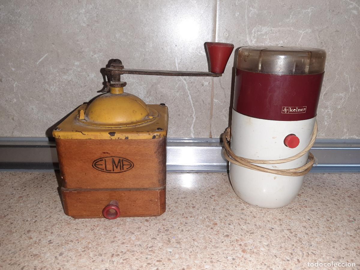 Antiquit&eacute;s: LOTE, DOS MOLINILLOS DE CAFE, ELMA MADERA Y METAL Y KELNER ELECTRICO * PERFECTOS *