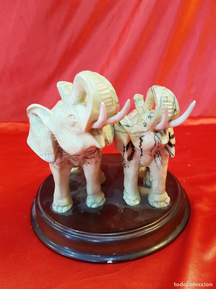 Antig&uuml;edades: PAREJA ELEFANTES RESINA - Foto 5