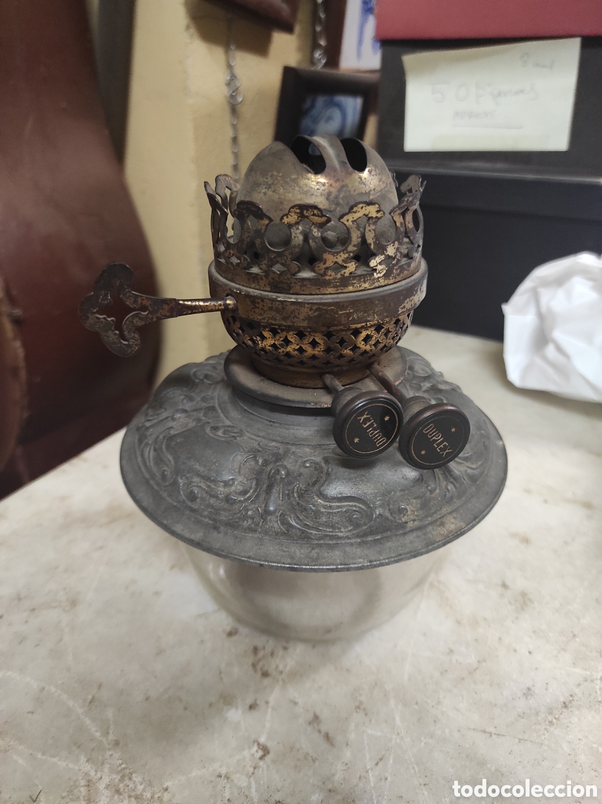 Antig&uuml;edades: Antiguo Quinqu&eacute; de L&aacute;mpara Duplex - - Foto 1