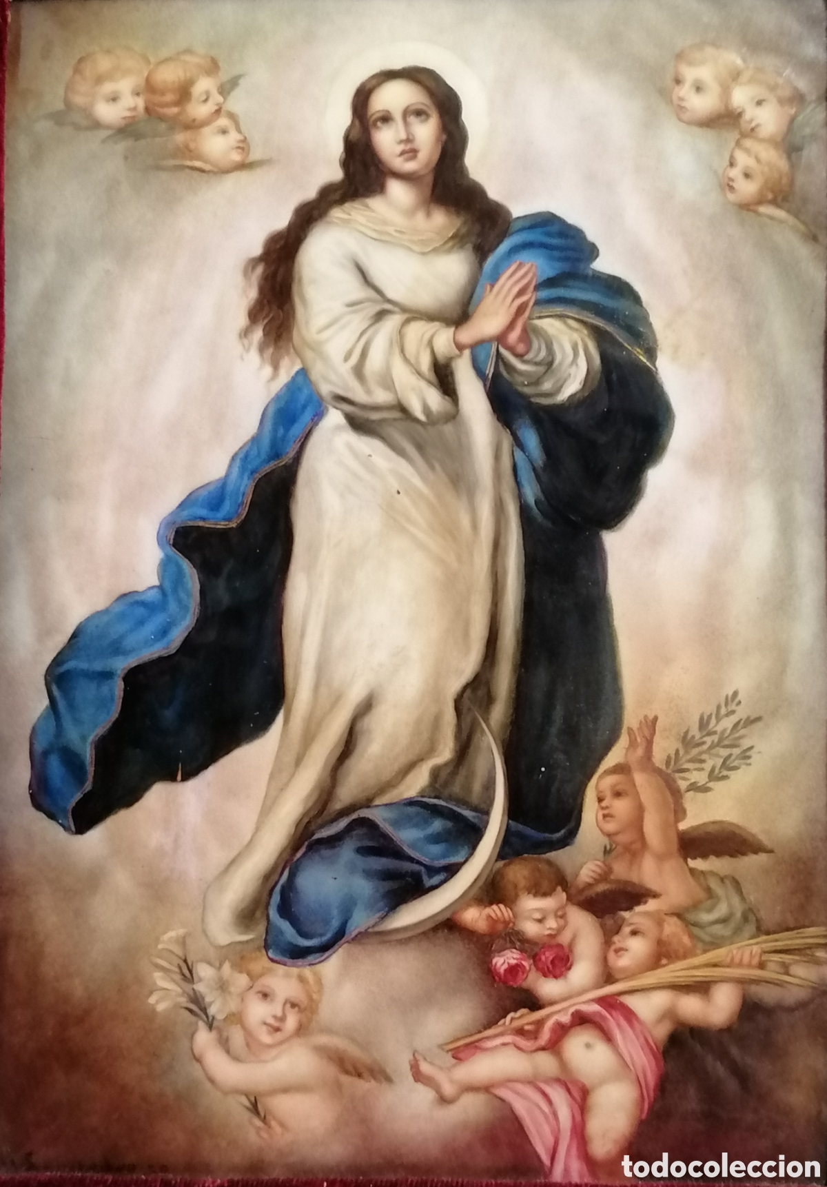 Antig&uuml;edades: PLACA DE ESMALTE DE LA PUR&Iacute;SIMA CONCEPCI&Oacute;N - Foto 2