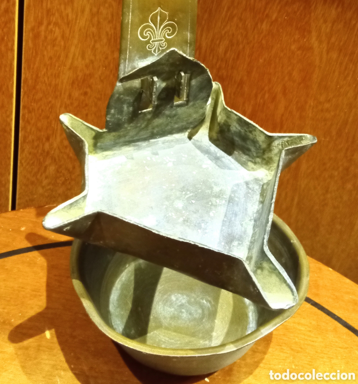 Antig&uuml;edades: Antigua L&aacute;mpara de aceite de lat&oacute;n - Foto 1
