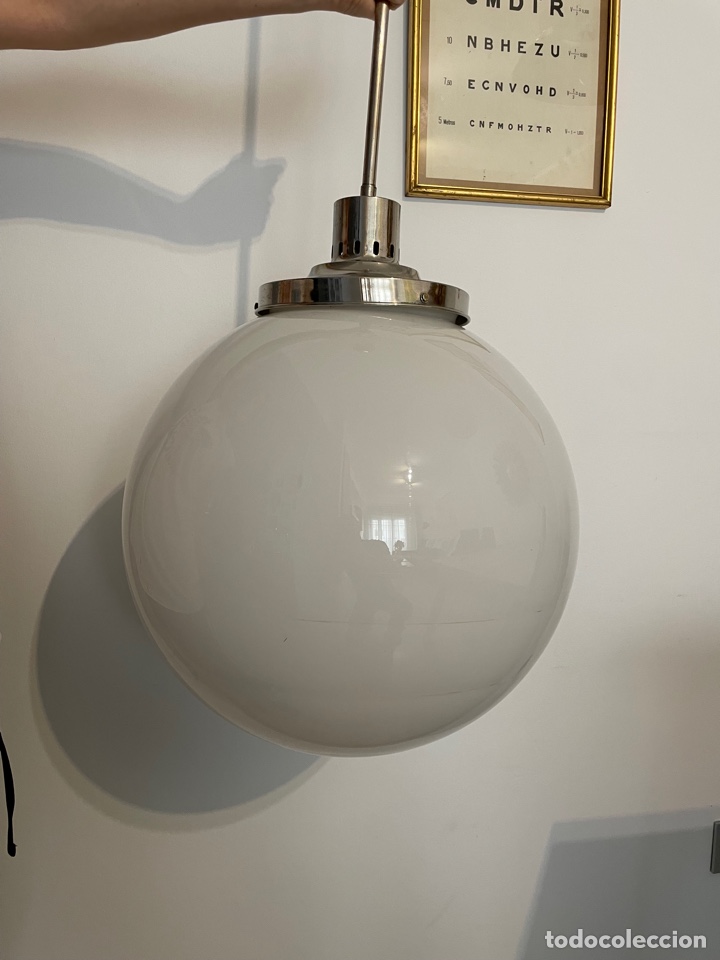 Antig&uuml;edades: L&Aacute;MPARA TECHO OPALINA - GRAN GLOBO OPALINA BLANCO - Foto 5