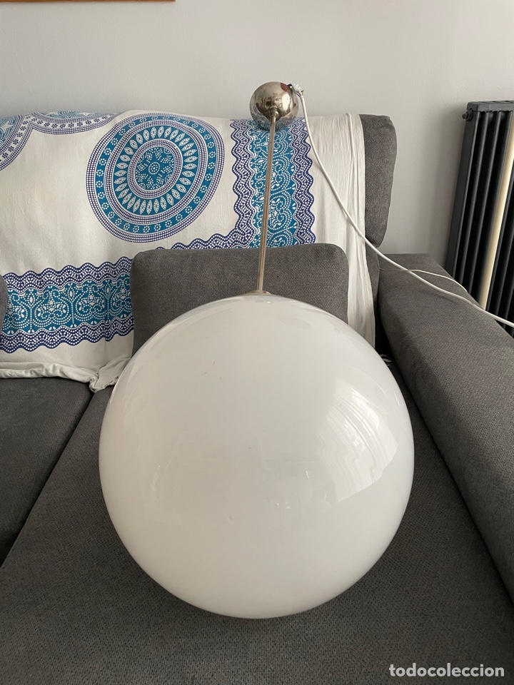 Antig&uuml;edades: L&Aacute;MPARA TECHO OPALINA - GRAN GLOBO OPALINA BLANCO - Foto 6