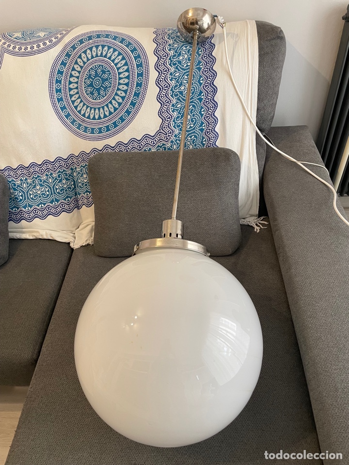 Antig&uuml;edades: L&Aacute;MPARA TECHO OPALINA - GRAN GLOBO OPALINA BLANCO - Foto 10