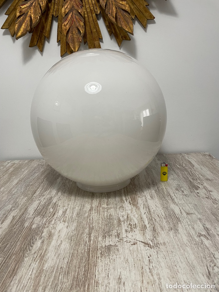 Antig&uuml;edades: L&Aacute;MPARA TECHO OPALINA - GRAN GLOBO OPALINA BLANCO - Foto 11