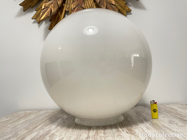 Antig&uuml;edades: L&Aacute;MPARA TECHO OPALINA - GRAN GLOBO OPALINA BLANCO - Foto 12