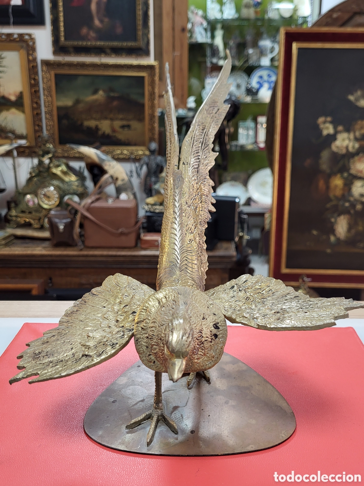Antig&uuml;edades: P&Aacute;JAROS DE BRONCE 50x22CM - Foto 4