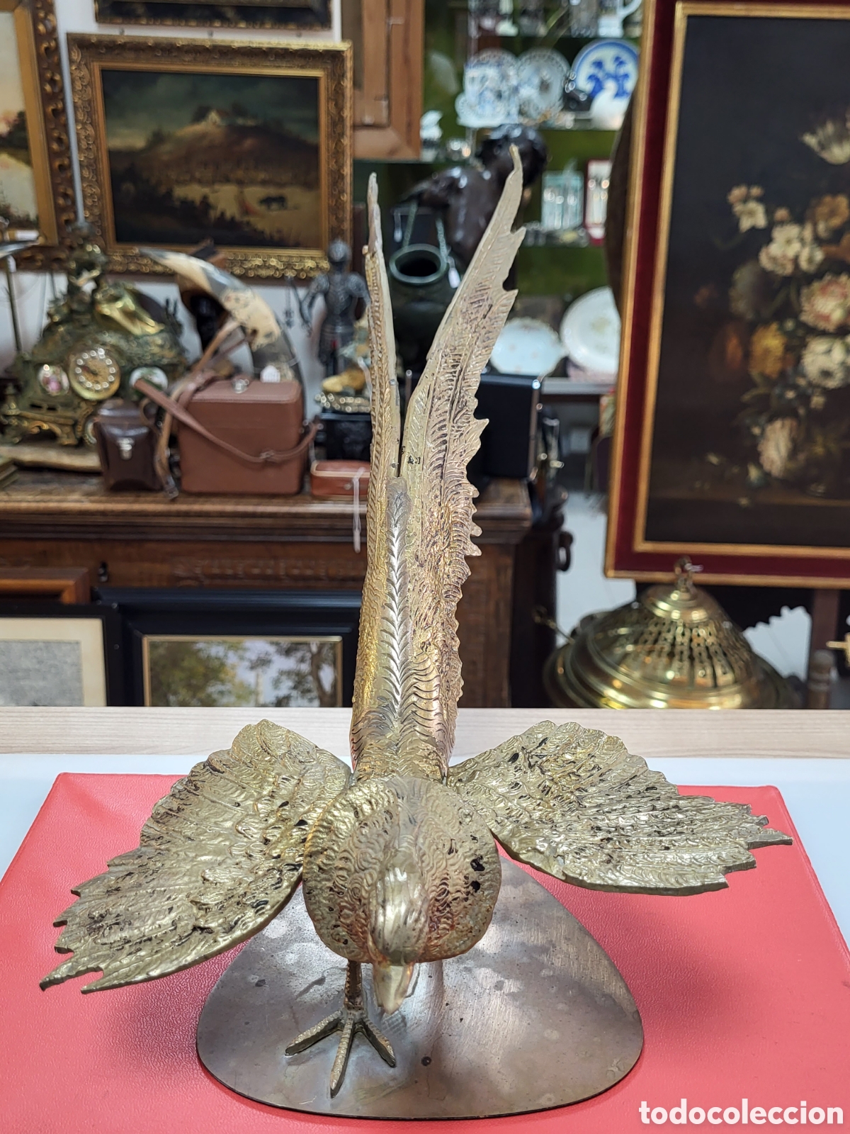 Antig&uuml;edades: P&Aacute;JAROS DE BRONCE 50x22CM - Foto 6