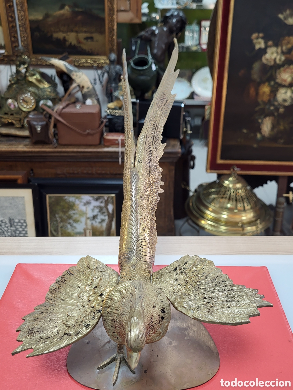 Antig&uuml;edades: P&Aacute;JAROS DE BRONCE 50x22CM - Foto 7