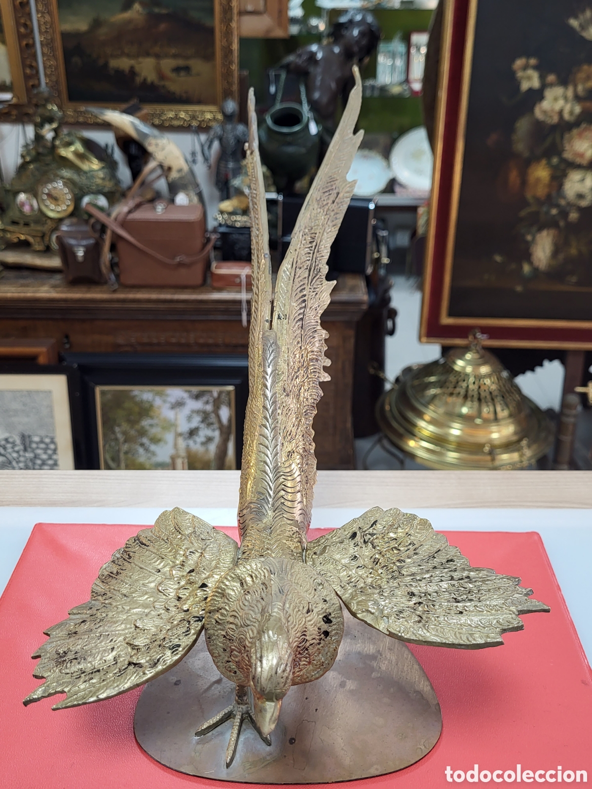 Antig&uuml;edades: P&Aacute;JAROS DE BRONCE 50x22CM - Foto 8