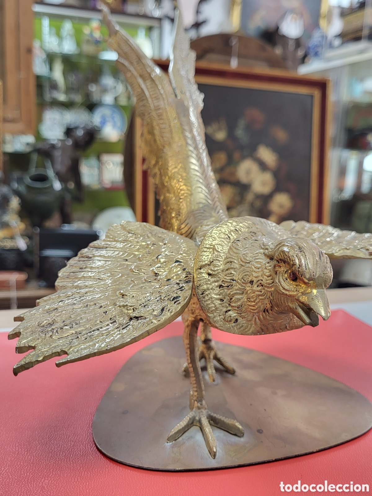 Antig&uuml;edades: P&Aacute;JAROS DE BRONCE 50x22CM - Foto 9