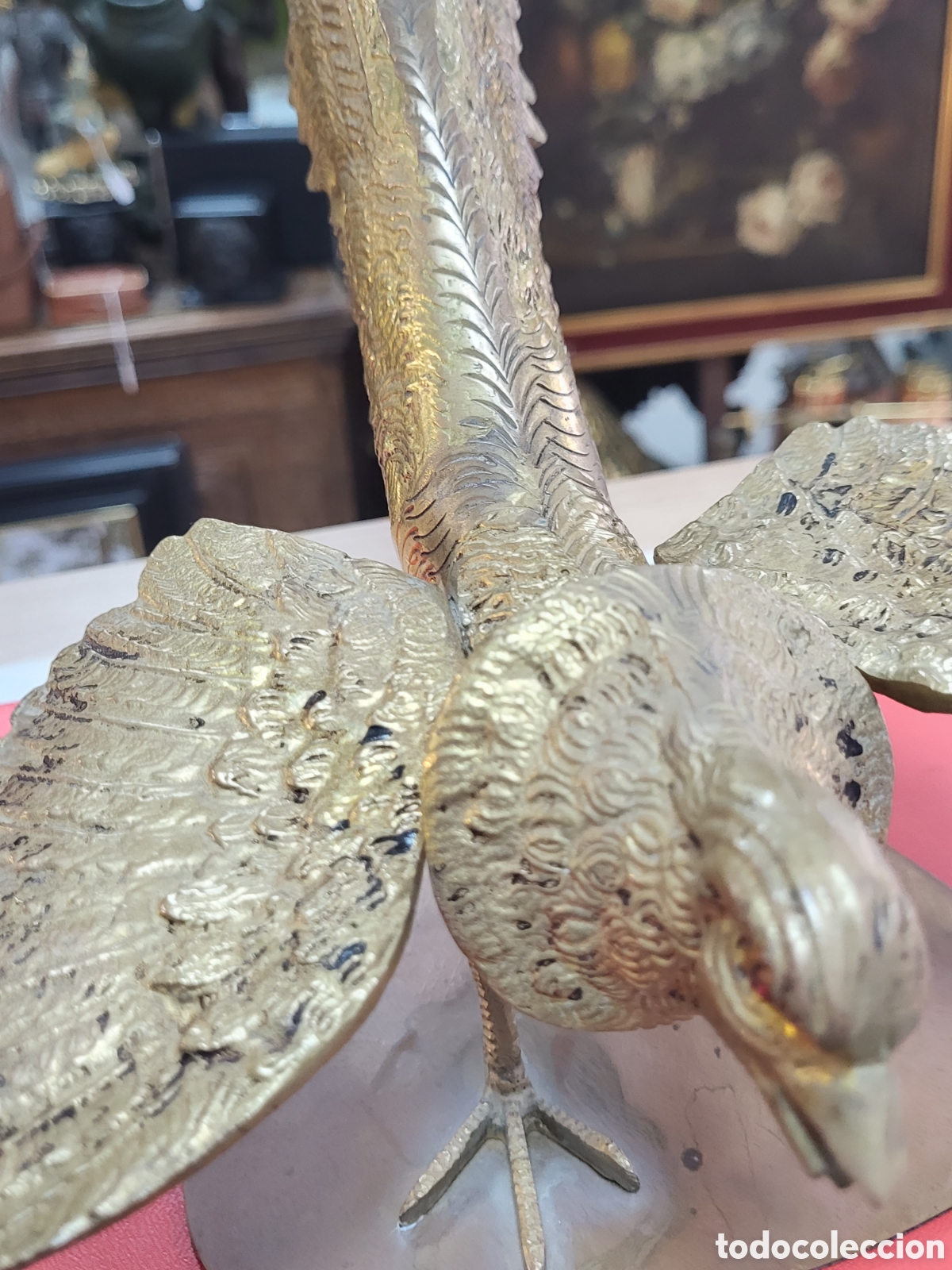 Antig&uuml;edades: P&Aacute;JAROS DE BRONCE 50x22CM - Foto 10