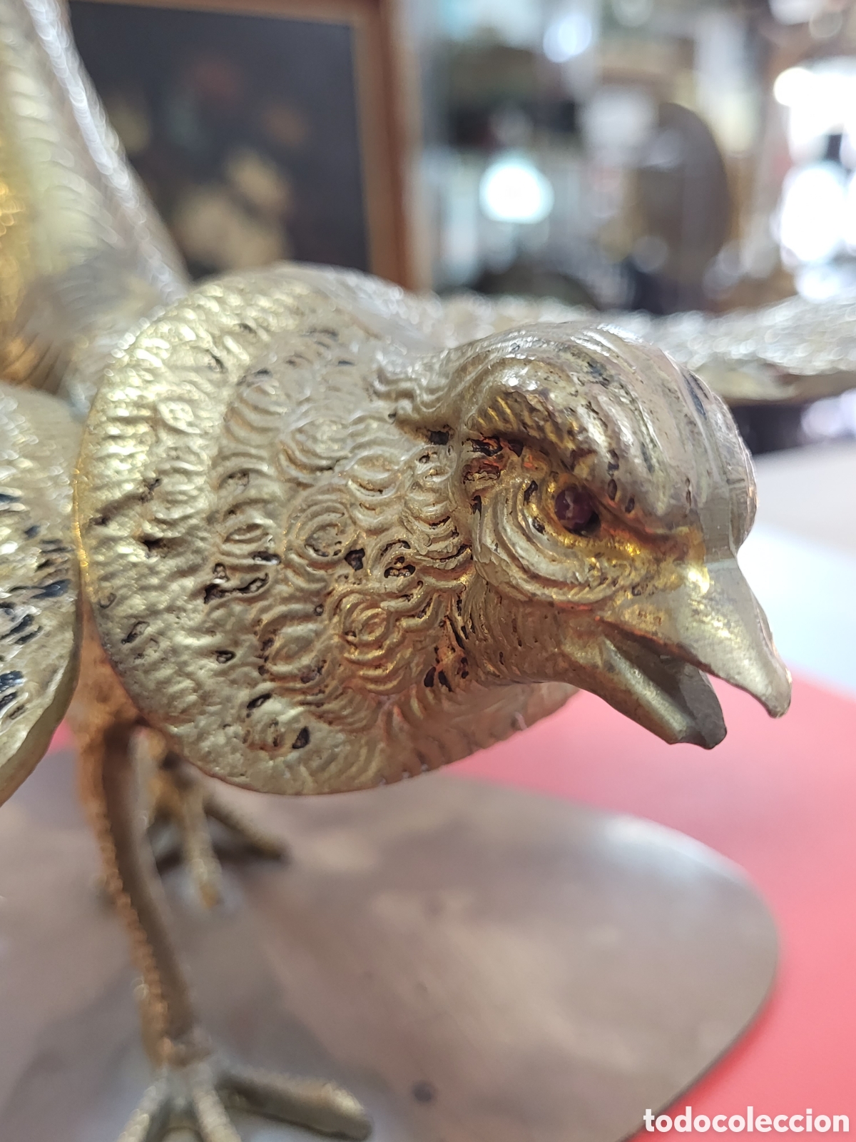 Antig&uuml;edades: P&Aacute;JAROS DE BRONCE 50x22CM - Foto 11