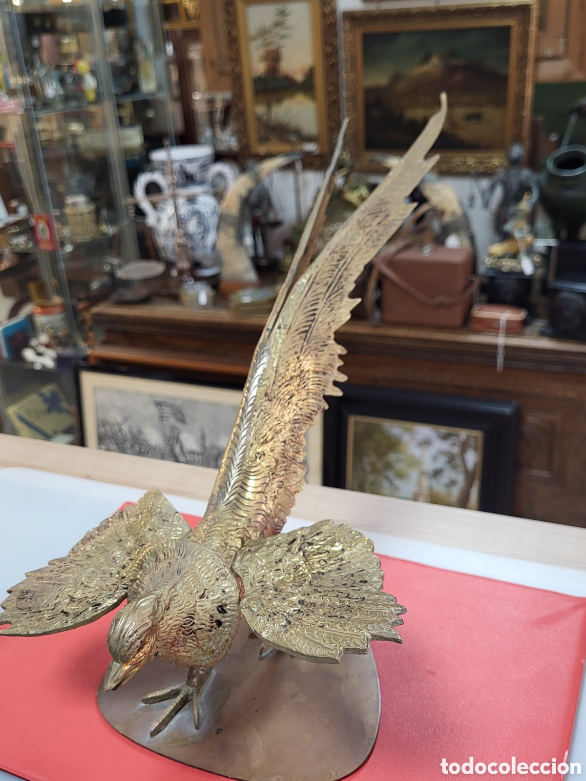 Antig&uuml;edades: P&Aacute;JAROS DE BRONCE 50x22CM - Foto 12