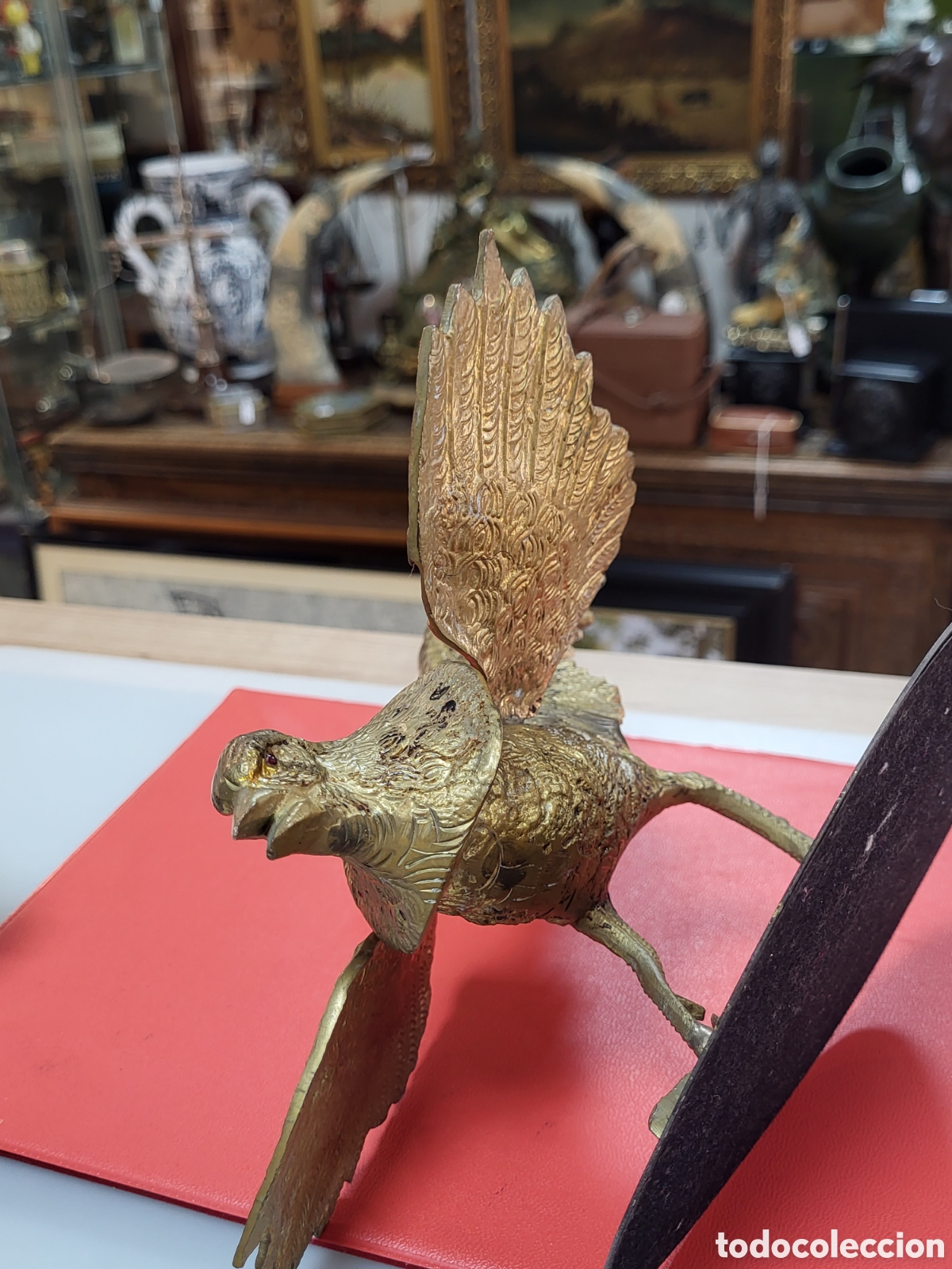 Antig&uuml;edades: P&Aacute;JAROS DE BRONCE 50x22CM - Foto 14