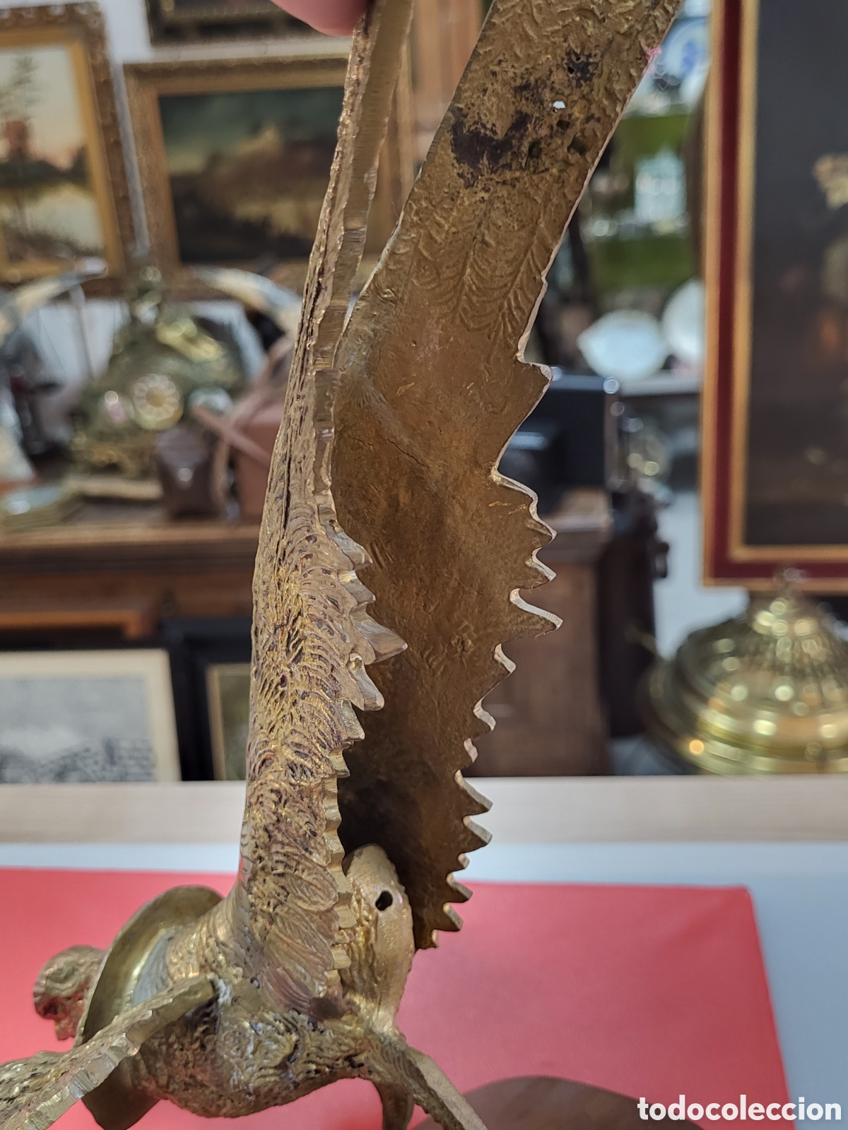Antig&uuml;edades: P&Aacute;JAROS DE BRONCE 50x22CM - Foto 16