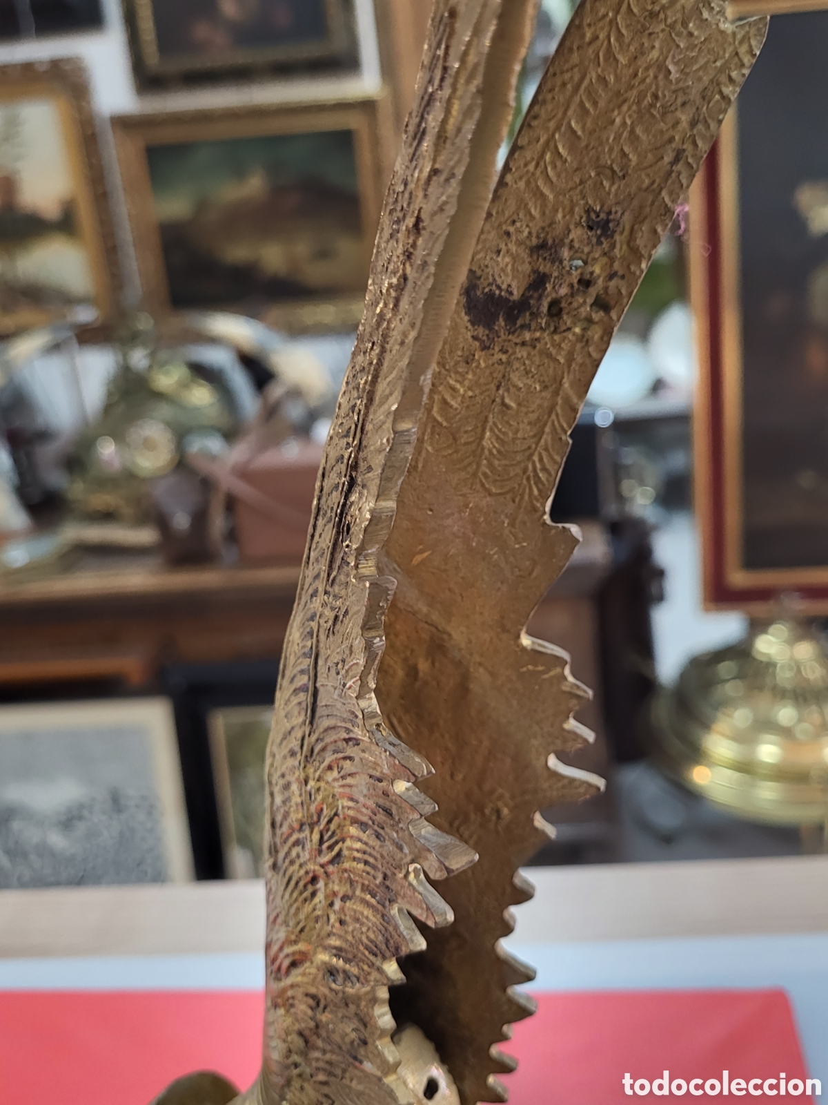 Antig&uuml;edades: P&Aacute;JAROS DE BRONCE 50x22CM - Foto 17