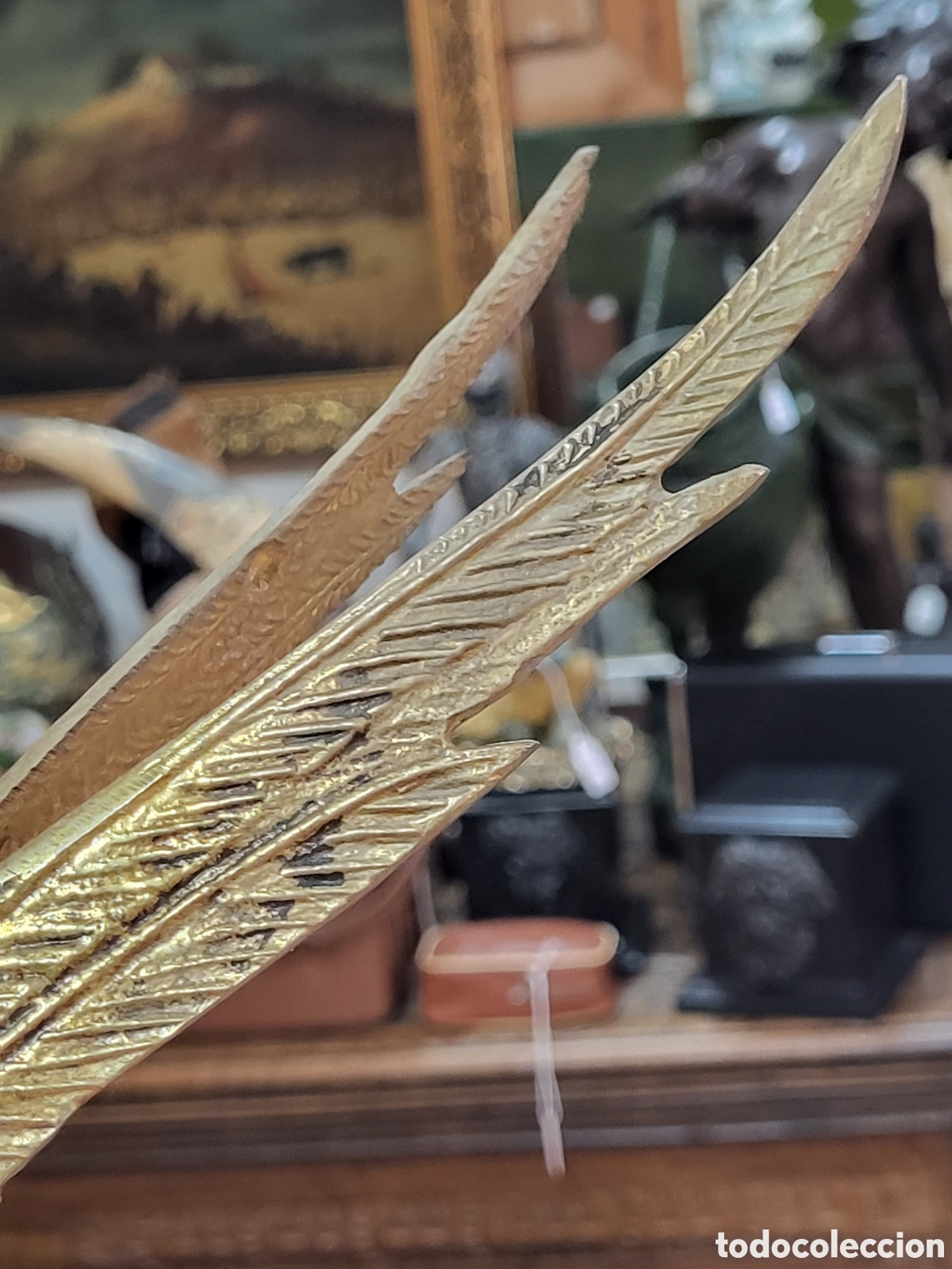Antig&uuml;edades: P&Aacute;JAROS DE BRONCE 50x22CM - Foto 25