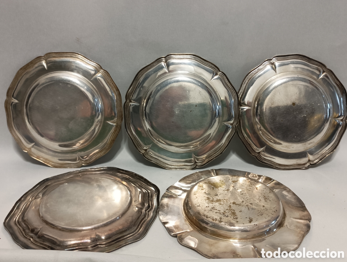 Antig&uuml;edades: Conjunto de platillos en Alpaca - Arrizabalaga - Foto 5