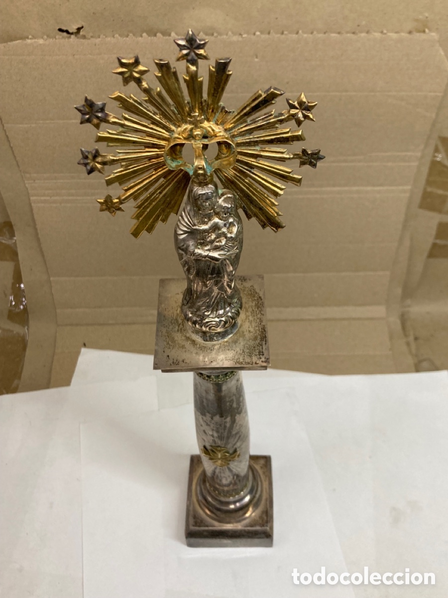 Antig&uuml;edades: Virgen Mar&iacute;a con peana de plata - Foto 2