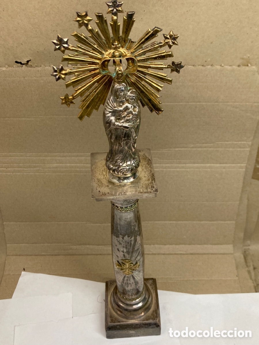 Antig&uuml;edades: Virgen Mar&iacute;a con peana de plata - Foto 1