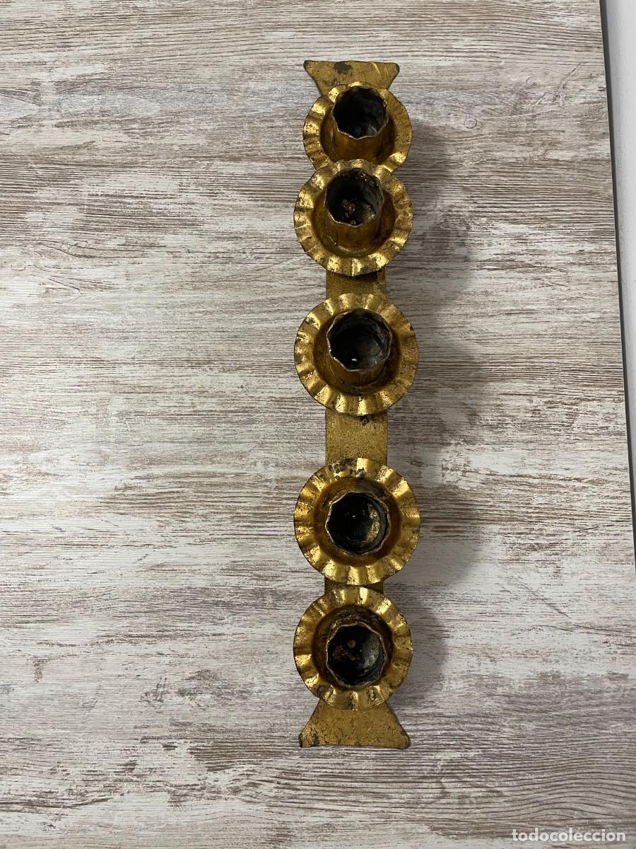 Antig&uuml;edades: CANDELABRO HIERRO FORJADO PAN DE ORO - Foto 7