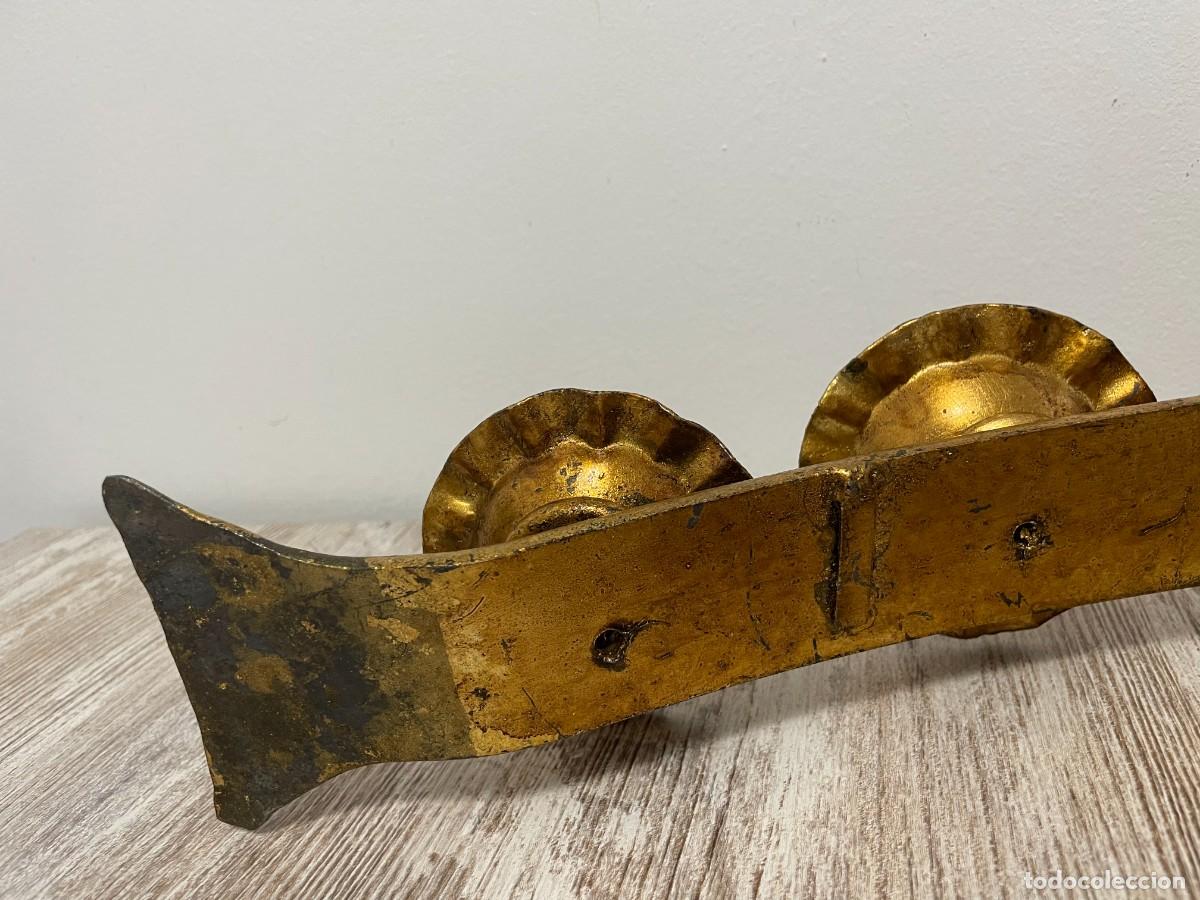 Antig&uuml;edades: CANDELABRO HIERRO FORJADO PAN DE ORO - Foto 15