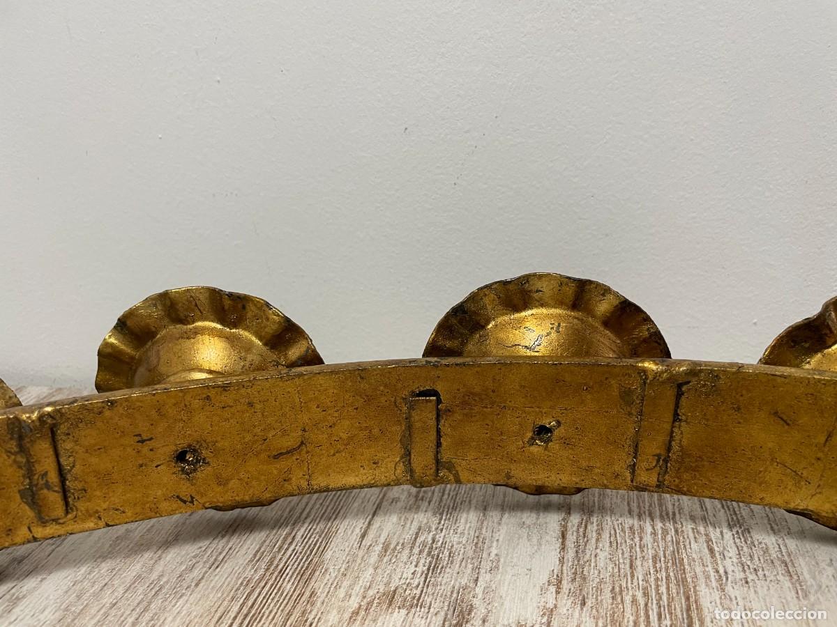 Antig&uuml;edades: CANDELABRO HIERRO FORJADO PAN DE ORO - Foto 16