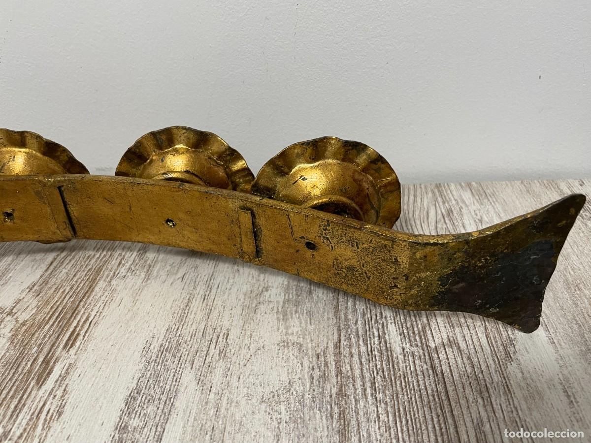 Antig&uuml;edades: CANDELABRO HIERRO FORJADO PAN DE ORO - Foto 17