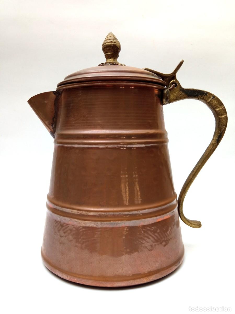 Antig&uuml;edades: Cafetera italiana cobre y lat&oacute;n - Foto 3