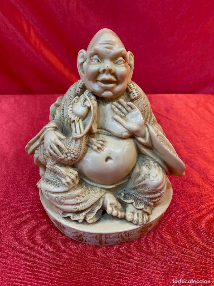 Antig&uuml;edades: FIGURA CHINA BUDA DE SIMIL HUESO - Foto 2