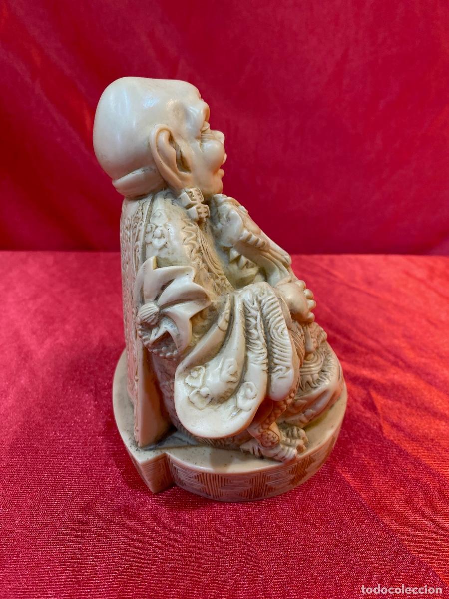 Antig&uuml;edades: FIGURA CHINA BUDA DE SIMIL HUESO - Foto 3