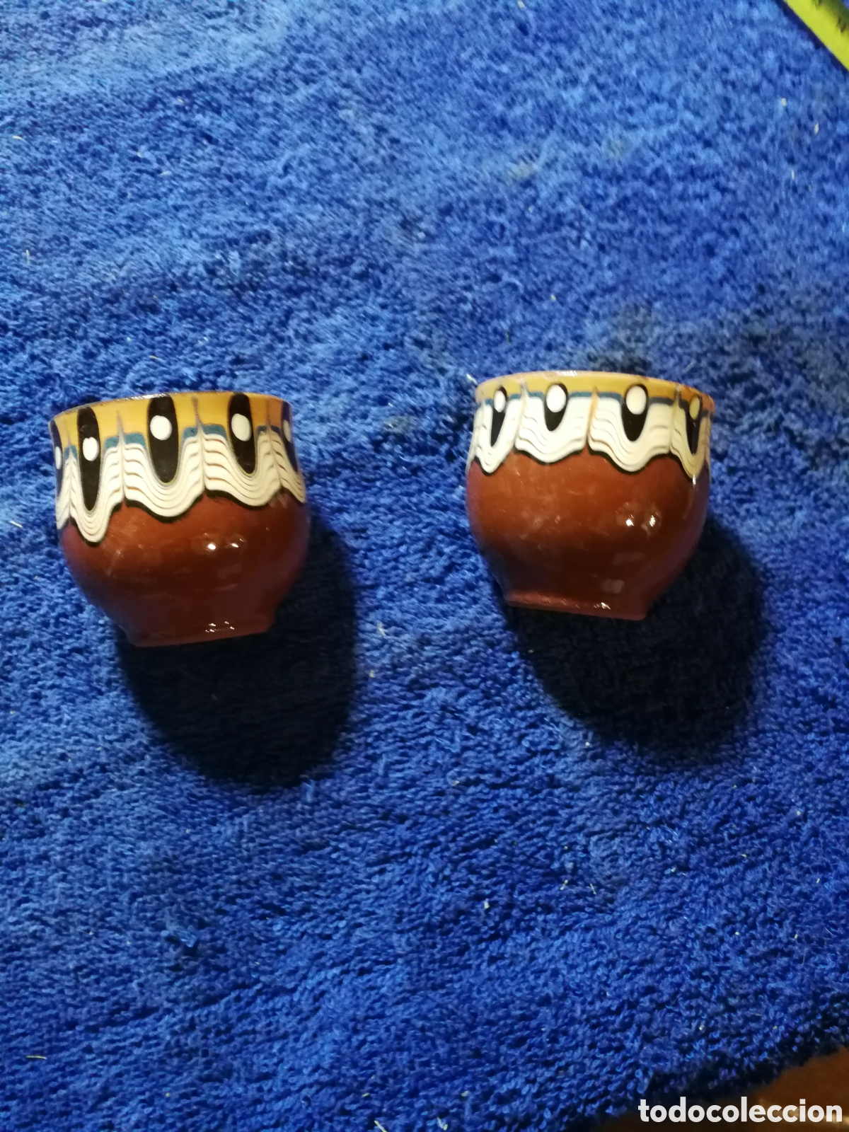 Antiques: Lote dos mini cuencos de cer&aacute;mica pintados