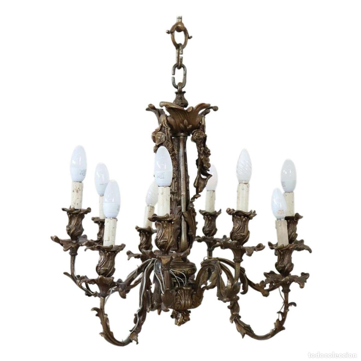 Antiquit&auml;ten: candelabro italiano art nouveau de bronce con 9 luces